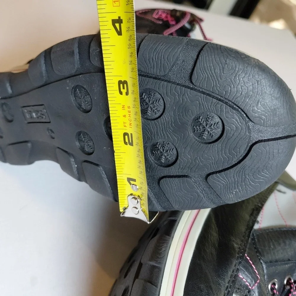 Totes Beaver Winter Snow Boots Girls Size 4 Black Pink Waterproof Lined EXC COND